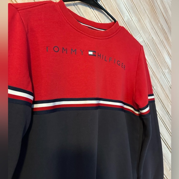Tommy Hilfiger Kids Red & Blue Striped Sweater Embroidered Stripe - Picture 4 of 7